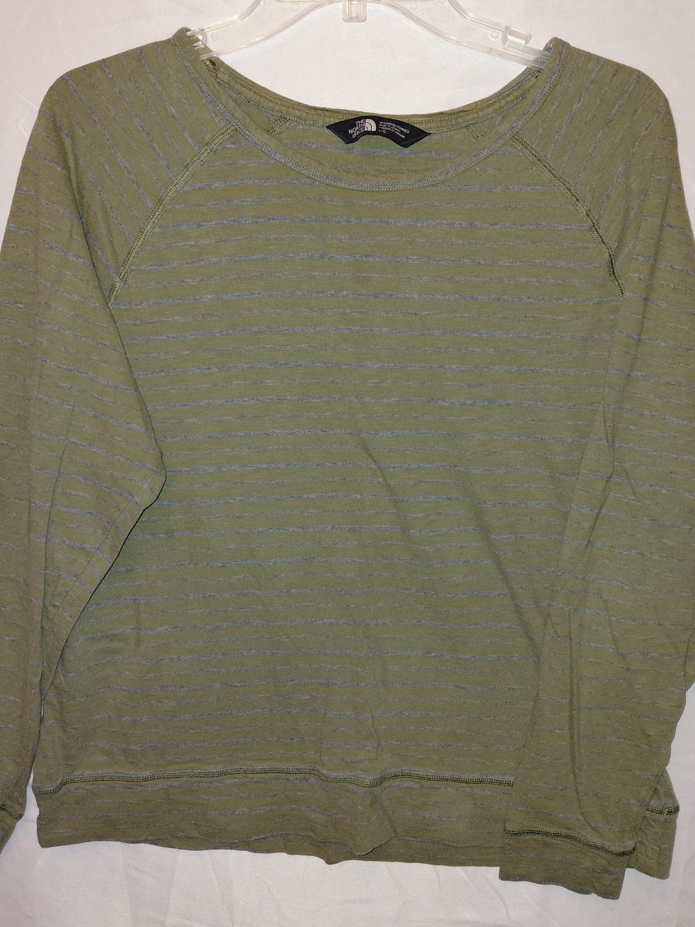 The North Face Olive Green Striped Crewneck Top